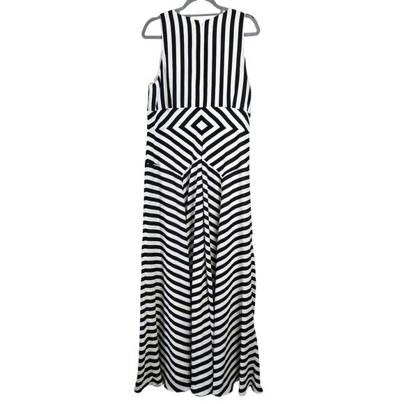 NWT J. Crew Sleeveless Maxi Dress Blue White Stripe Geometric Preppy 16  Plus - mordernwear.com